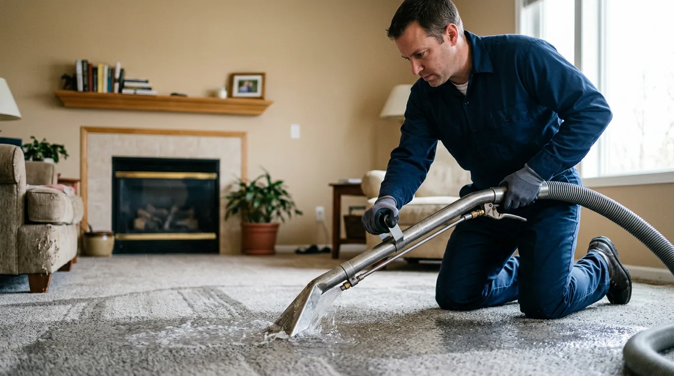 Water damage restoration technician working near Washington, AR